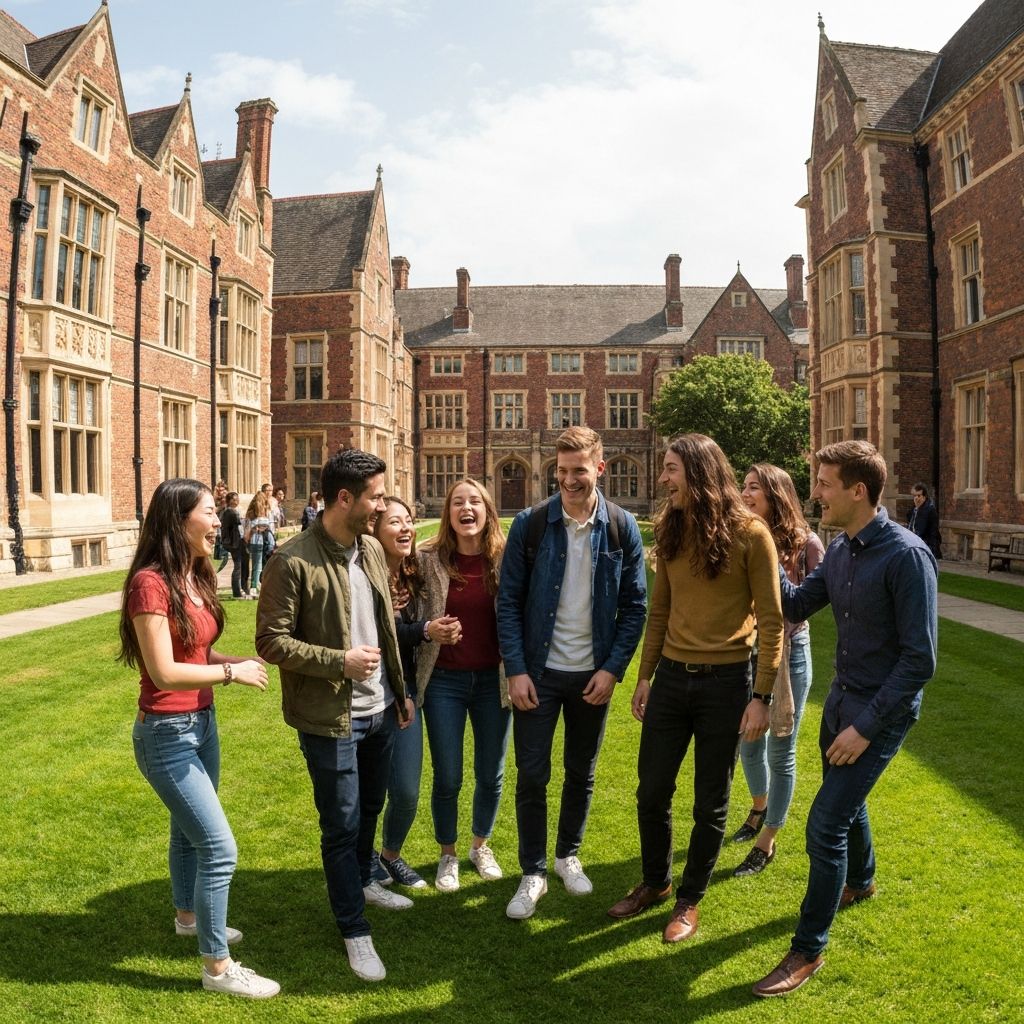 Joyful college students on campus