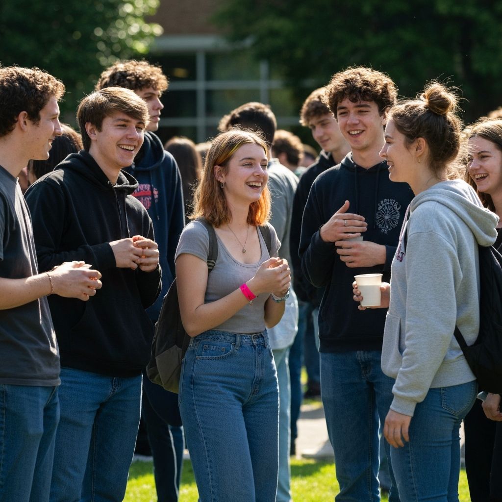 Smiling students at campus gathering